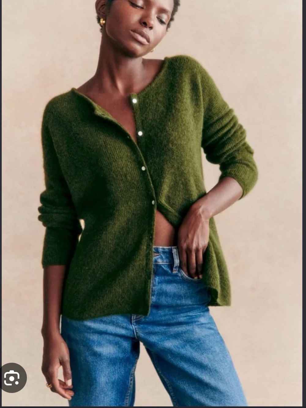 Sezane Gaspard cardigan in perfect Green Women's Button-Front Sweater